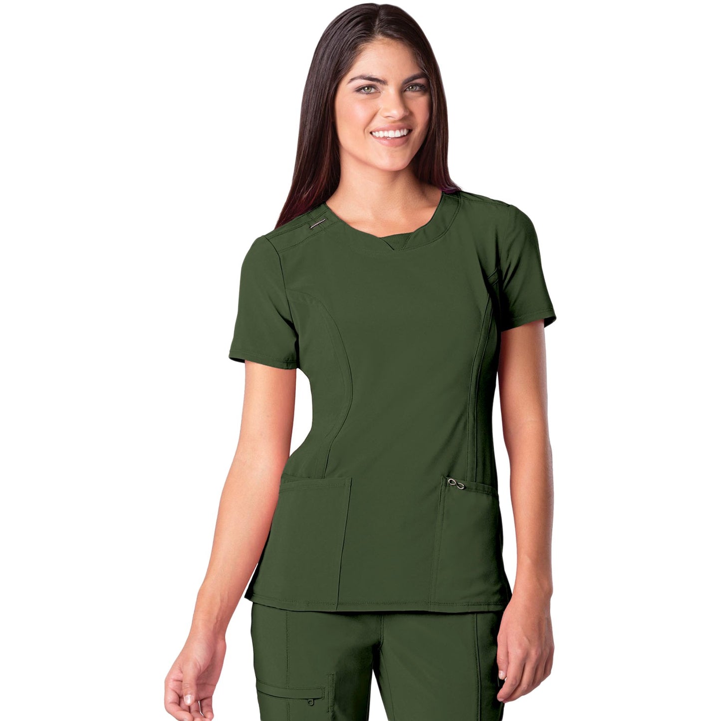 Cherokee Infinity 2624A Scrubs Top Women's Round Neck Olive