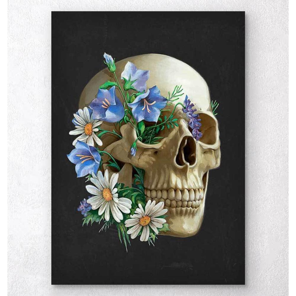 Skull Anatomy Floral Black