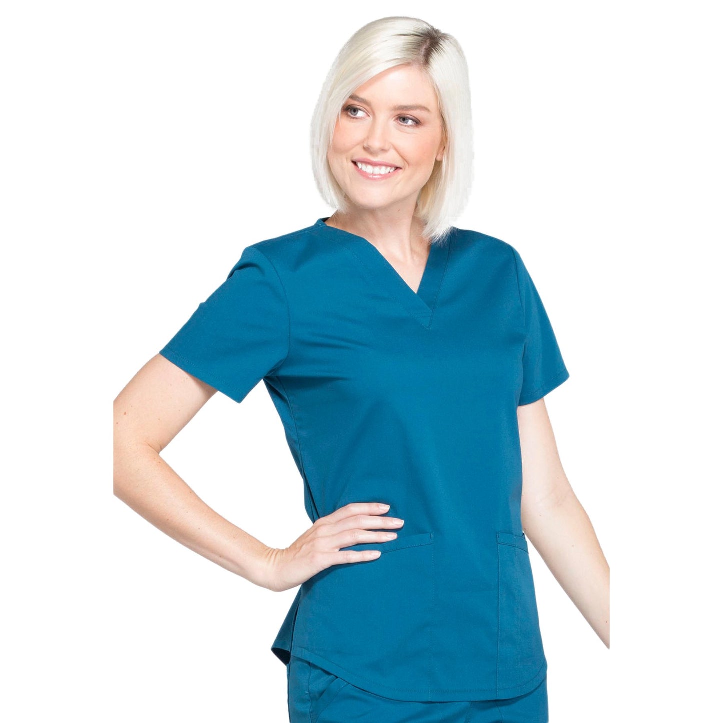 Cherokee Workwear Professionals WW665 Scrubs Top Women's V-Neck Caribbean Blue 5XL