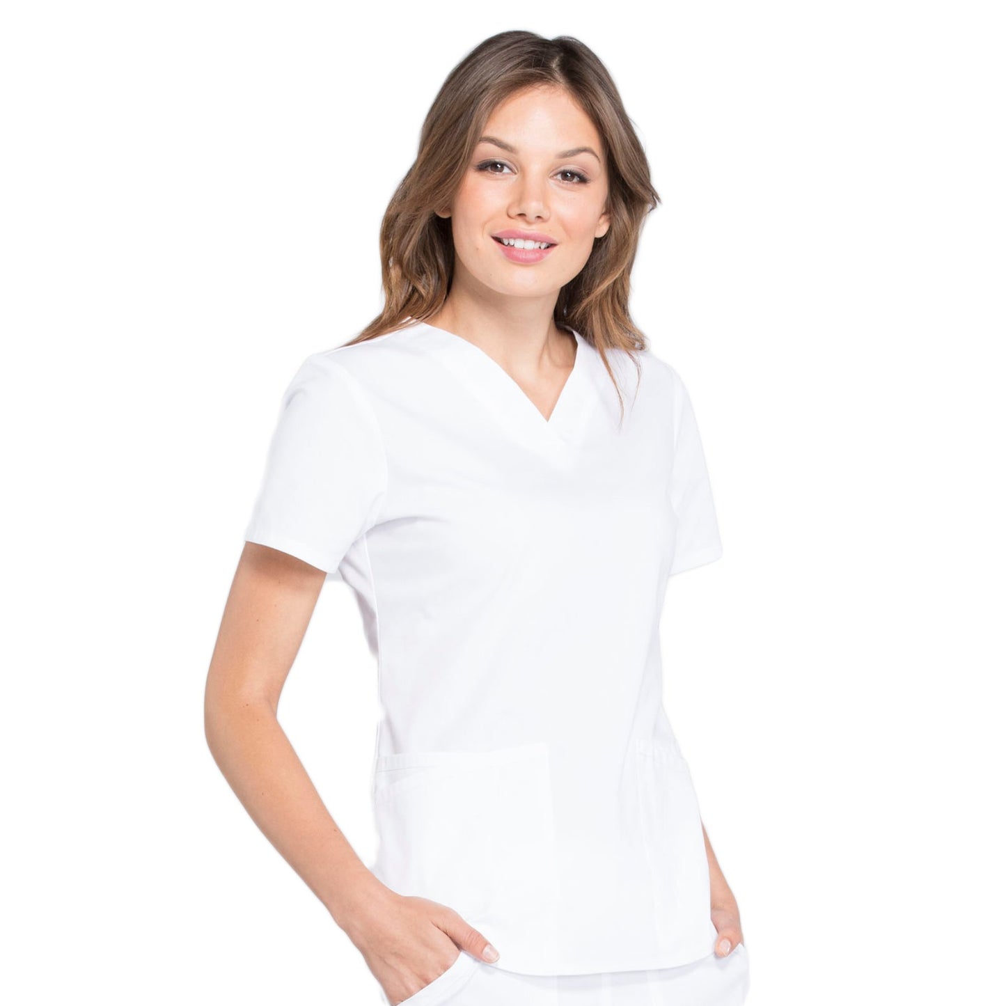 Cherokee Workwear Professionals WW665 Scrubs Top Women's V-Neck White 5XL