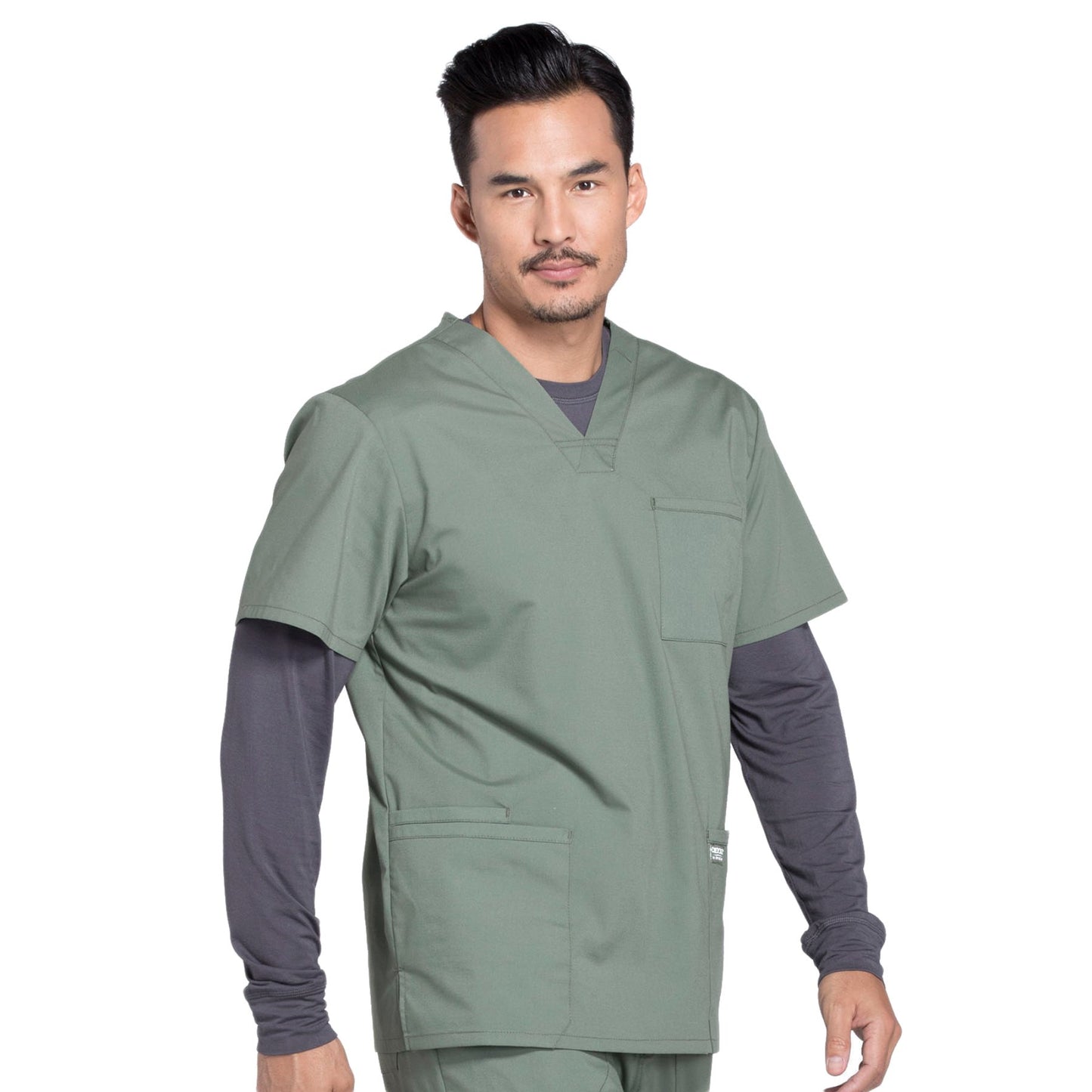 Cherokee Workwear Professionals WW695 Scrubs Top Men's V-Neck Olive 5XL