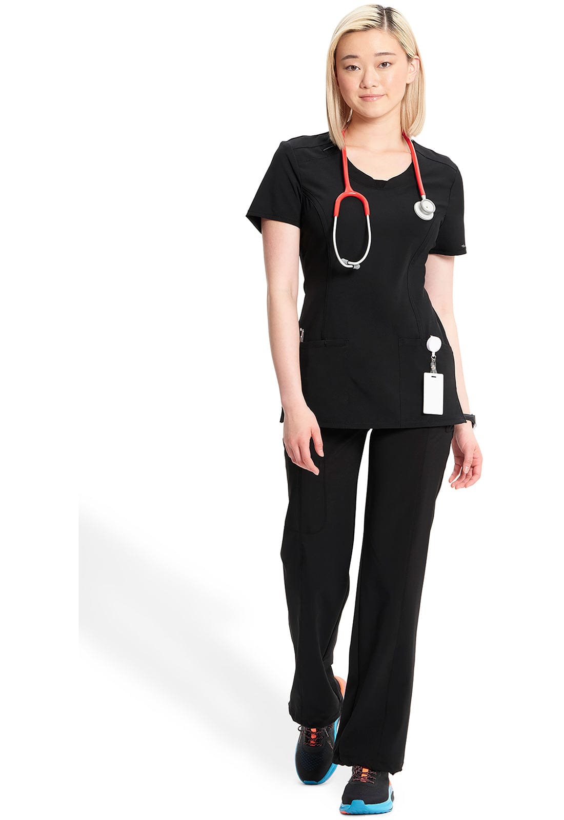 Cherokee Scrubs Top Cherokee Infinity 2624A Scrubs Top Women's Round Neck Black