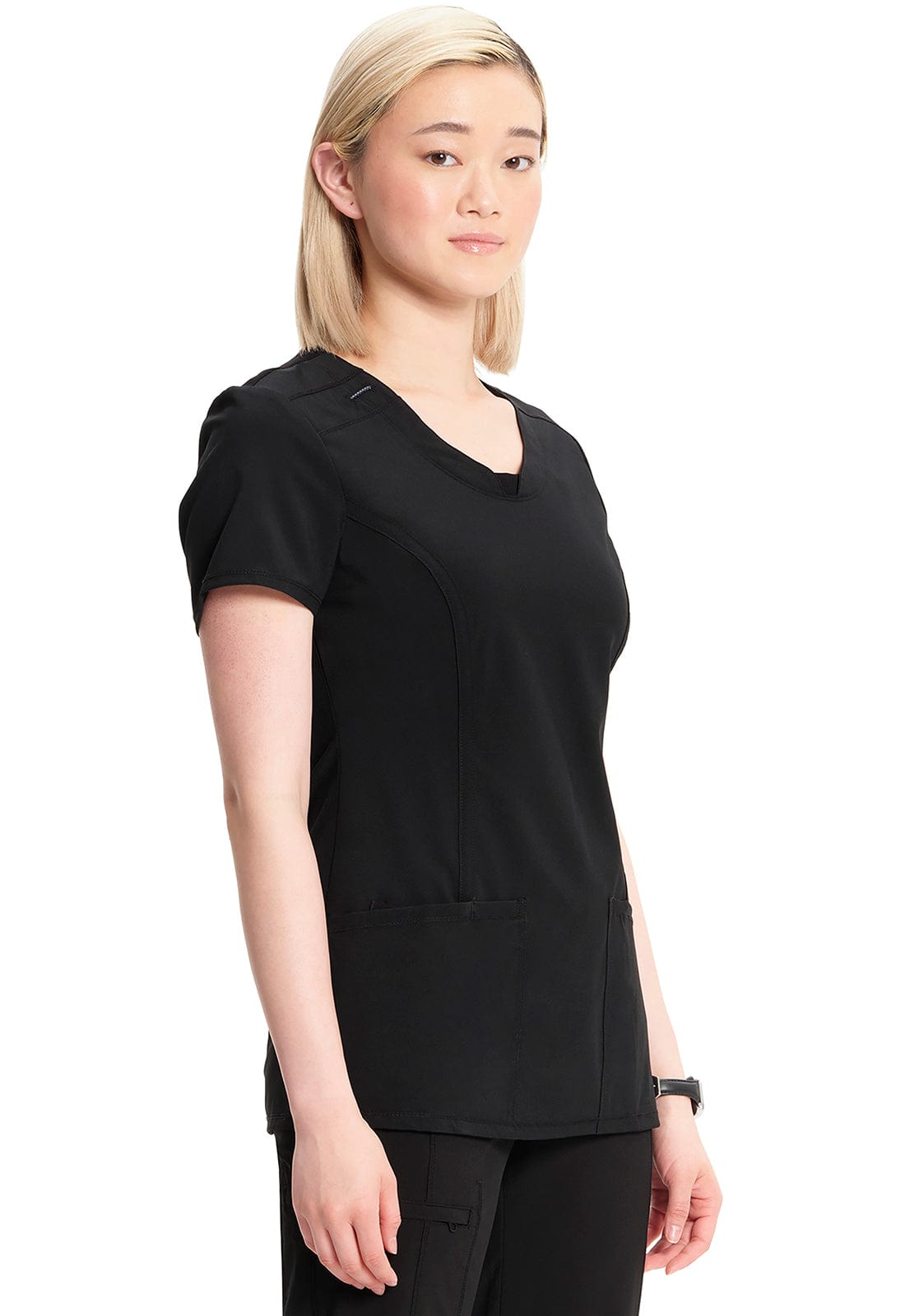 Cherokee Scrubs Top Cherokee Infinity 2624A Scrubs Top Women's Round Neck Black