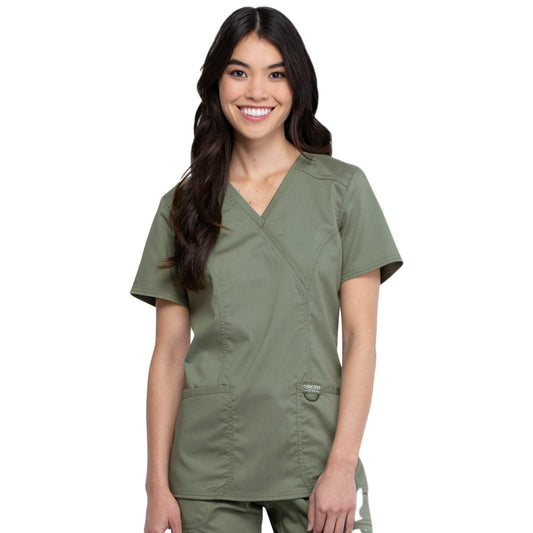Cherokee Revolution WW610 Scrubs Top Women Olive