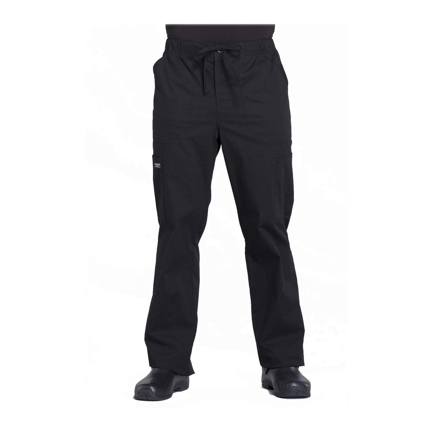 Cherokee Workwear Pant WW Professionals Mens Men's Tapered Leg Drawstring Cargo Pant Black ww190