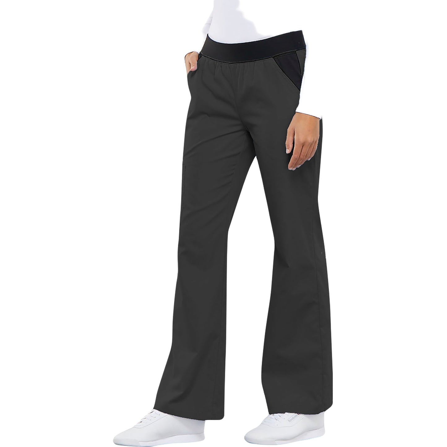 Cherokee Flexibles 1031 Scrubs Pants Women's Mid Rise Knit Waist Pull-On Pewter