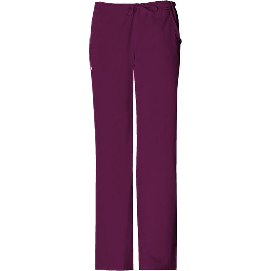 Cherokee Luxe 1066 Scrubs Pants Women's Low Rise Straight Leg Drawstring Wine