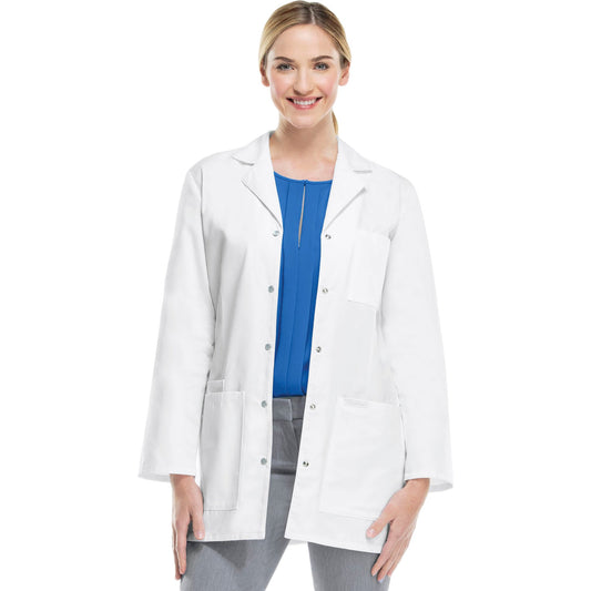 Cherokee Workwear Professionals 1369 Lab Coat Women's 32" Snap Front White