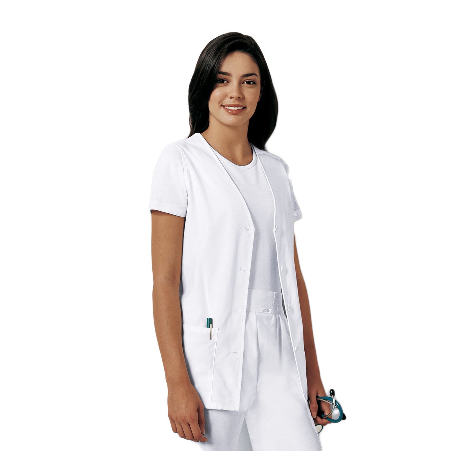 Cherokee Workwear Professionals 1602 Vests Women's Button Front White