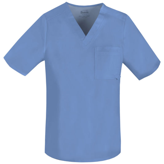 Cherokee Luxe 1929 Scrubs Top Men's V-Neck Ciel Blue