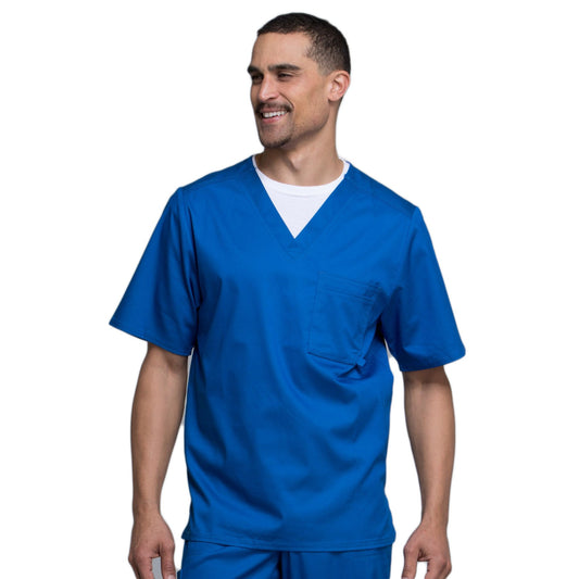 Cherokee Luxe 1929 Scrubs Top Men's V-Neck Royal
