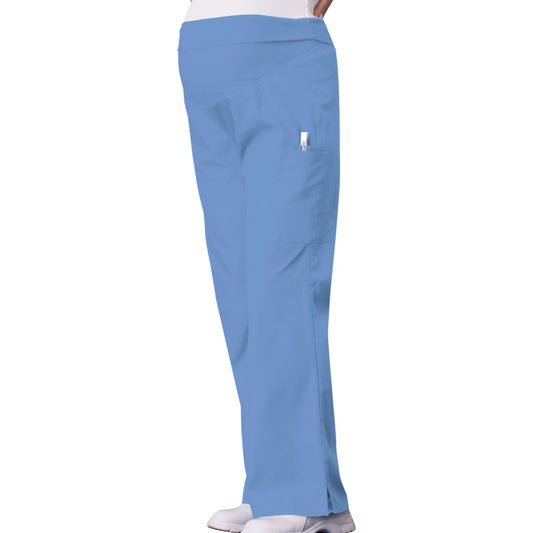 Cherokee Flexibles 2092 Scrubs Pants Maternity Knit Waist Pull-On Ciel Blue