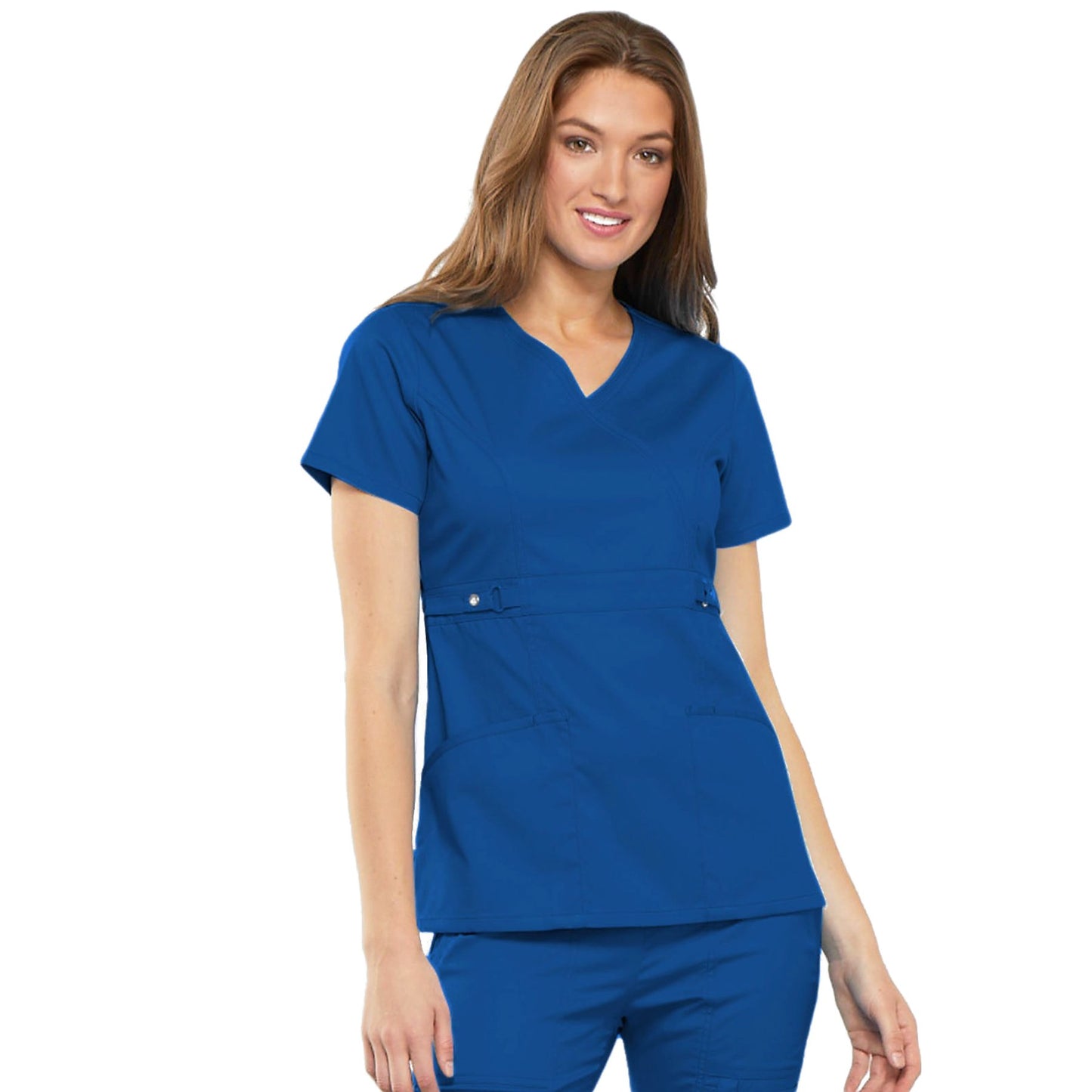 Cherokee Luxe 21701 Scrubs Top Women's Empire Waist Mock Wrap Royal