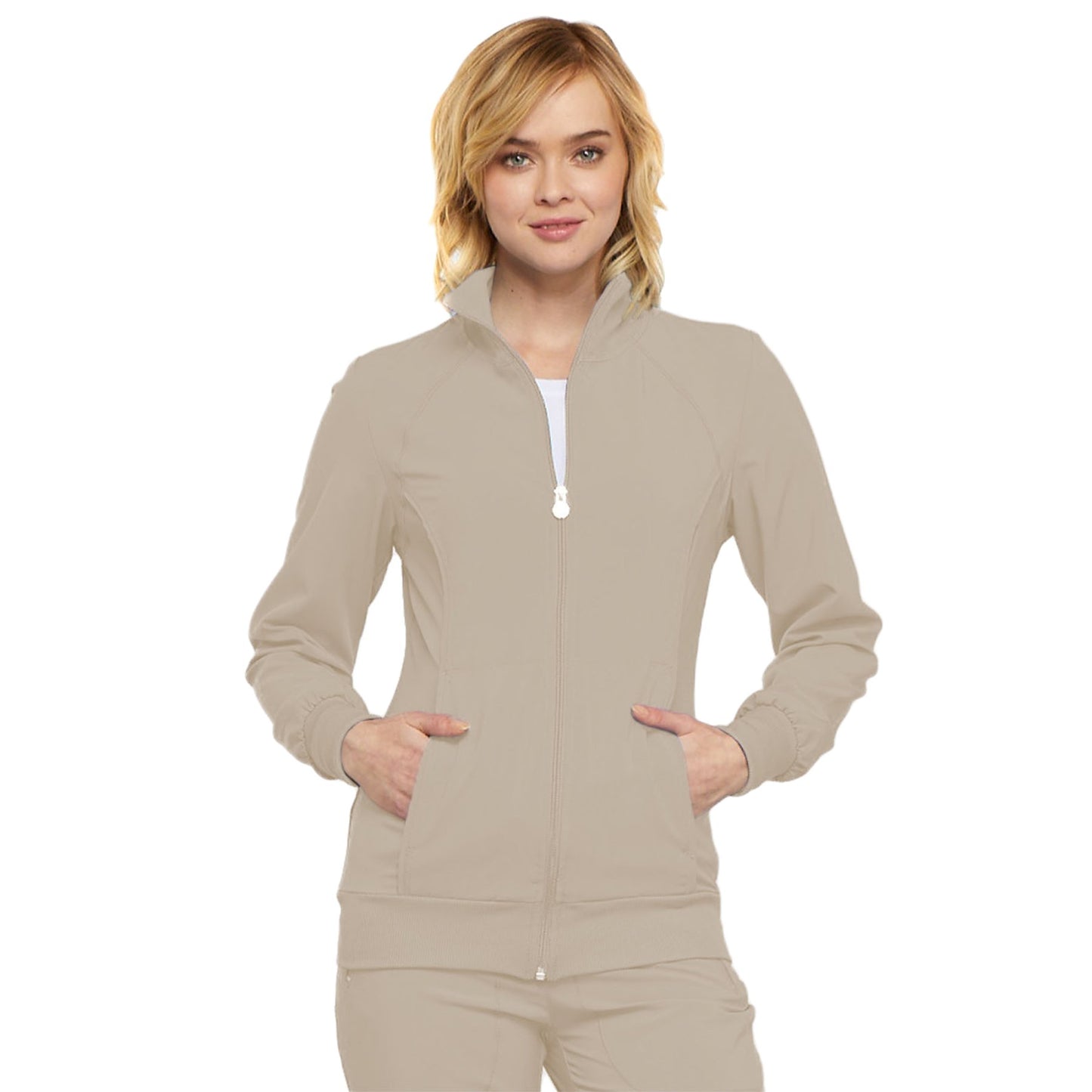 Cherokee Infinity 2391A Scrubs Jacket Women's Zip Front Warm-Up Khaki