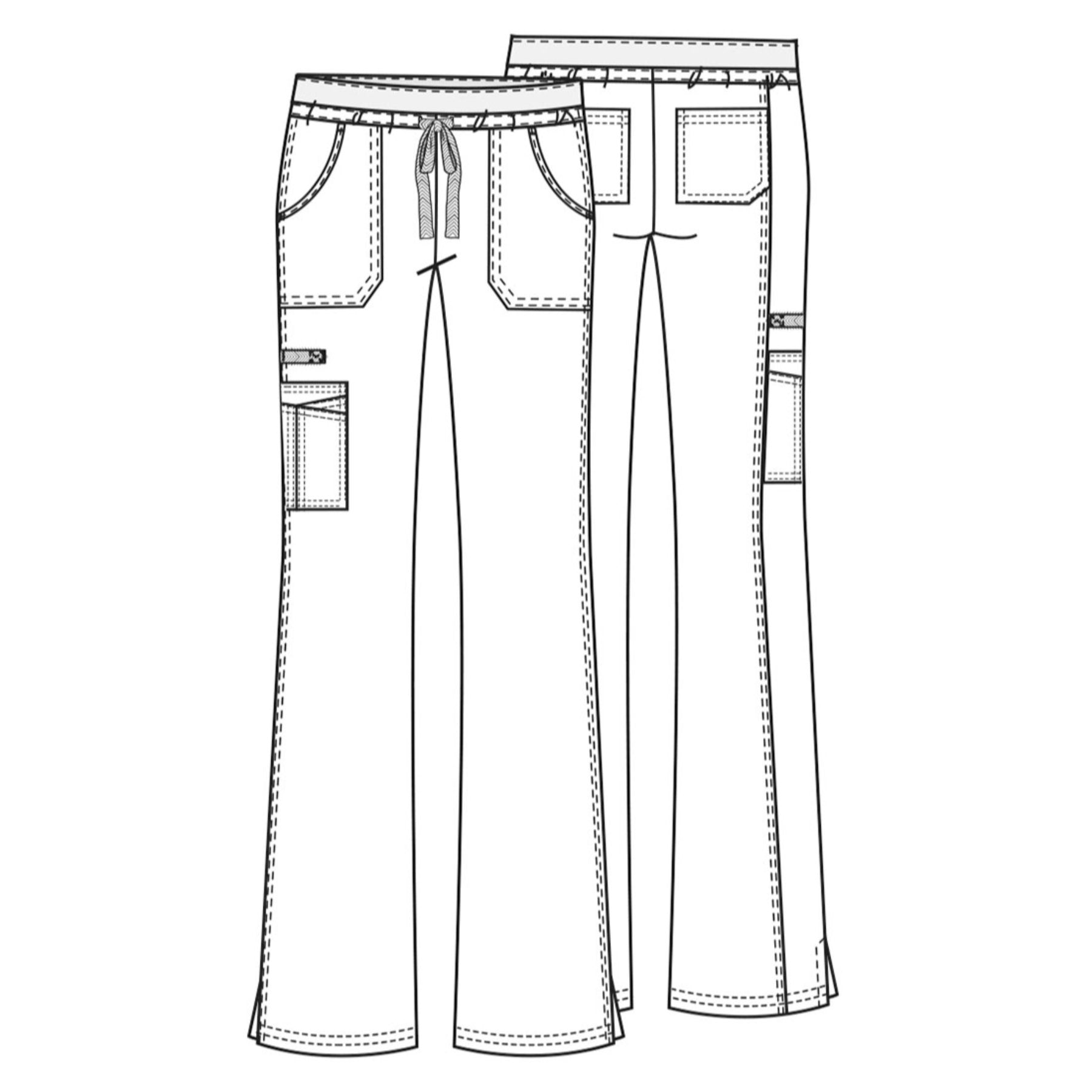 Cherokee Workwear Core Stretch 24001 Scrubs Pants Women's Low Rise Drawstring Cargo Galaxy Blue 3XL