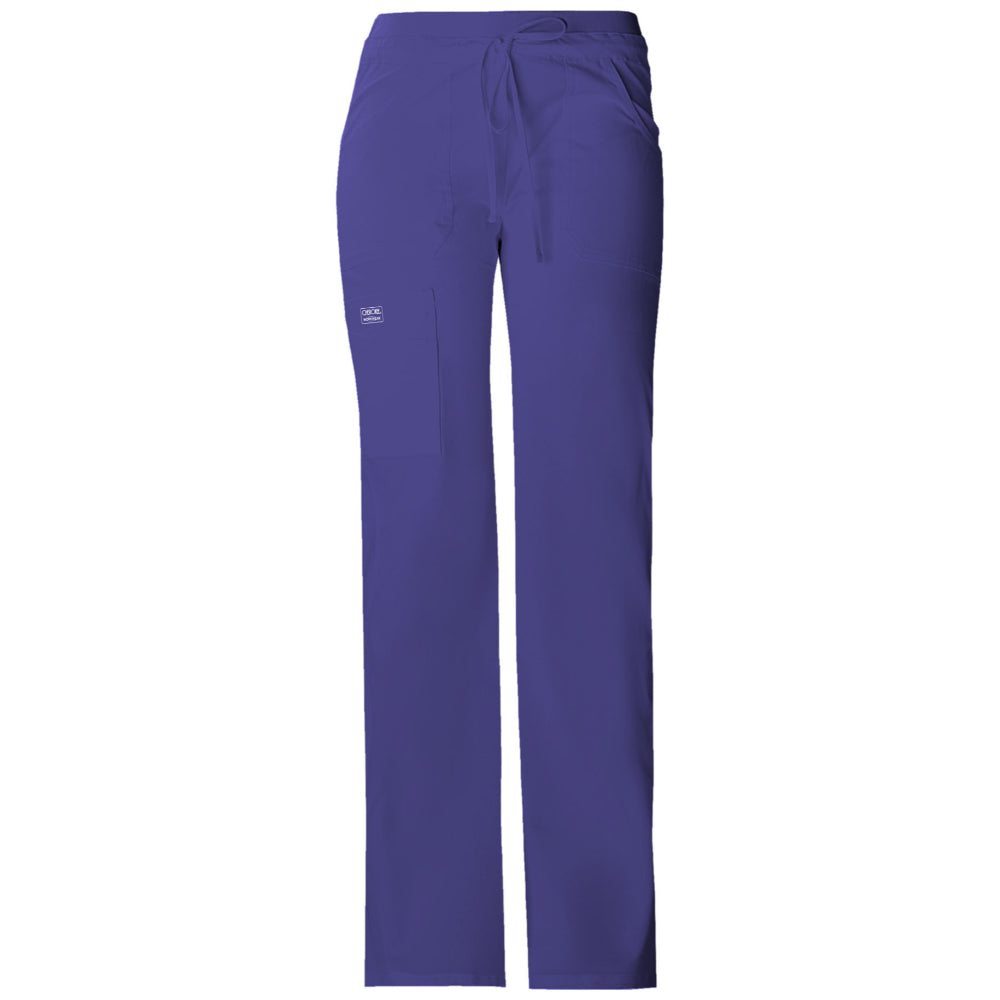 Cherokee Workwear Core Stretch 24001 Scrubs Pants Women's Low Rise Drawstring Cargo Grape