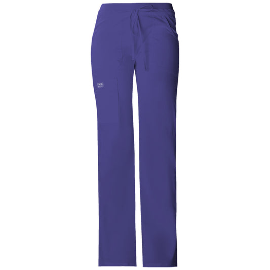 Cherokee Workwear Core Stretch 24001 Scrubs Pants Women's Low Rise Drawstring Cargo Grape