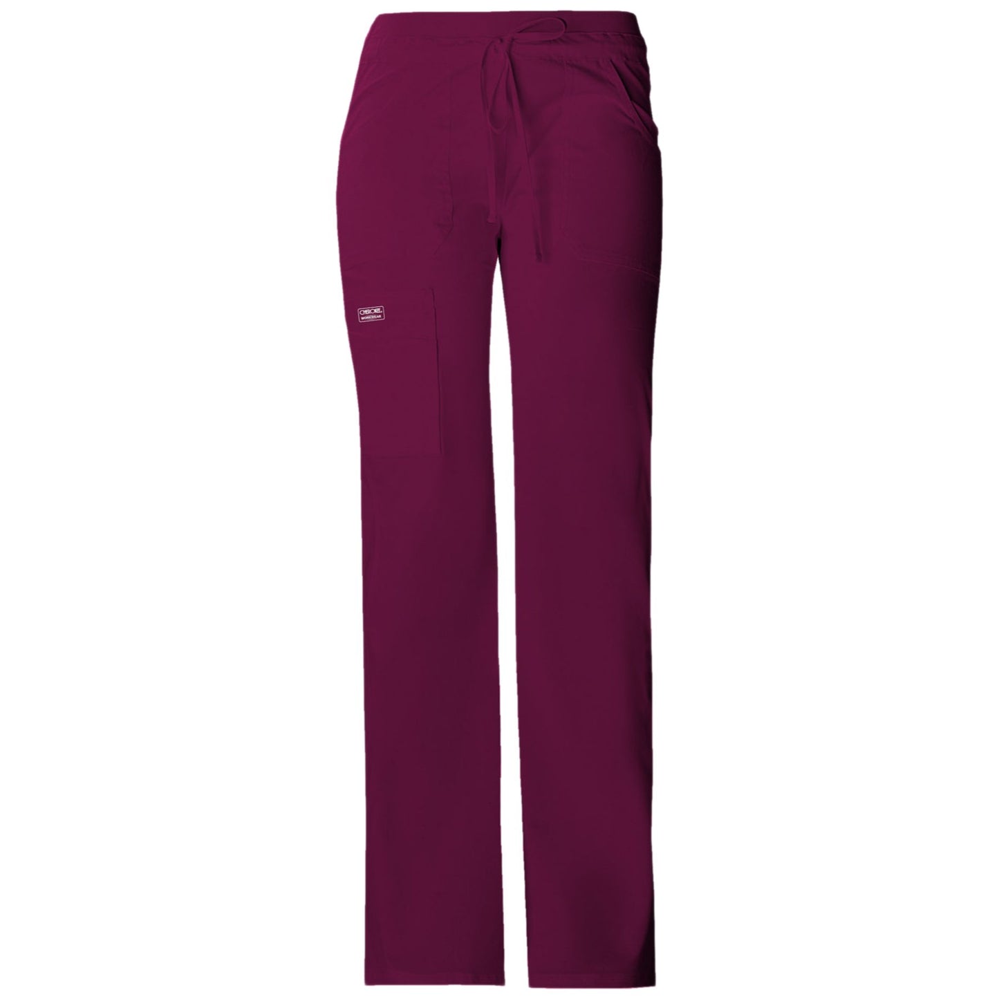 Cherokee Workwear Core Stretch 24001 Scrubs Pants Women's Low Rise Drawstring Cargo Wine