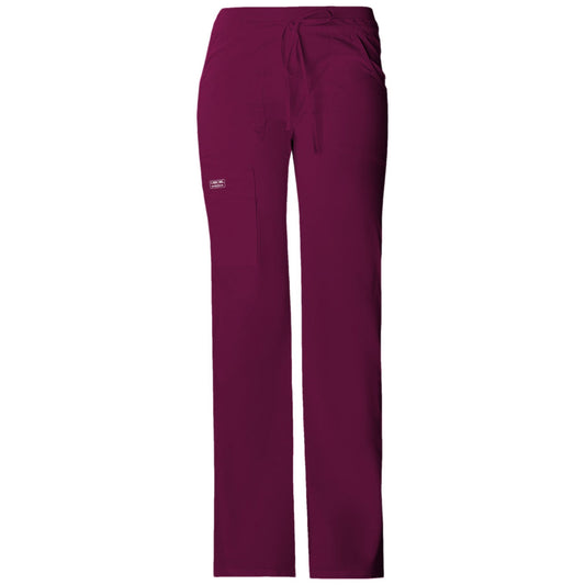 Cherokee Workwear Core Stretch 24001 Scrubs Pants Women's Low Rise Drawstring Cargo Wine