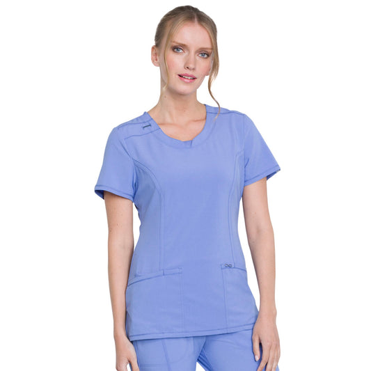 Cherokee Infinity 2624A Scrubs Top Women's Round Neck Ciel Blue