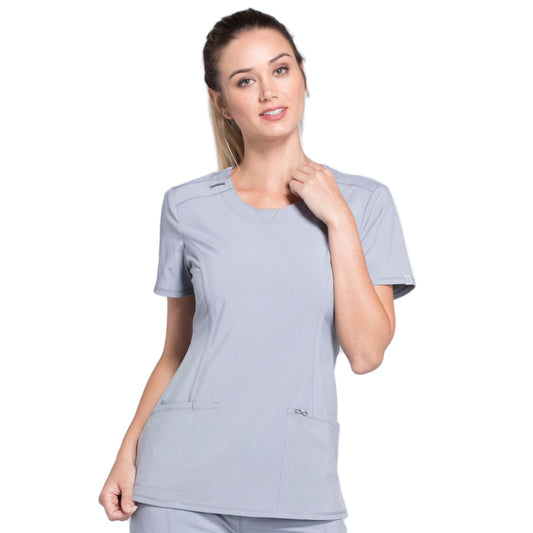Cherokee Infinity 2624A Scrubs Top Women's Round Neck Grey