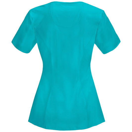 Cherokee Infinity 2624A Scrubs Top Women's Round Neck Teal Blue