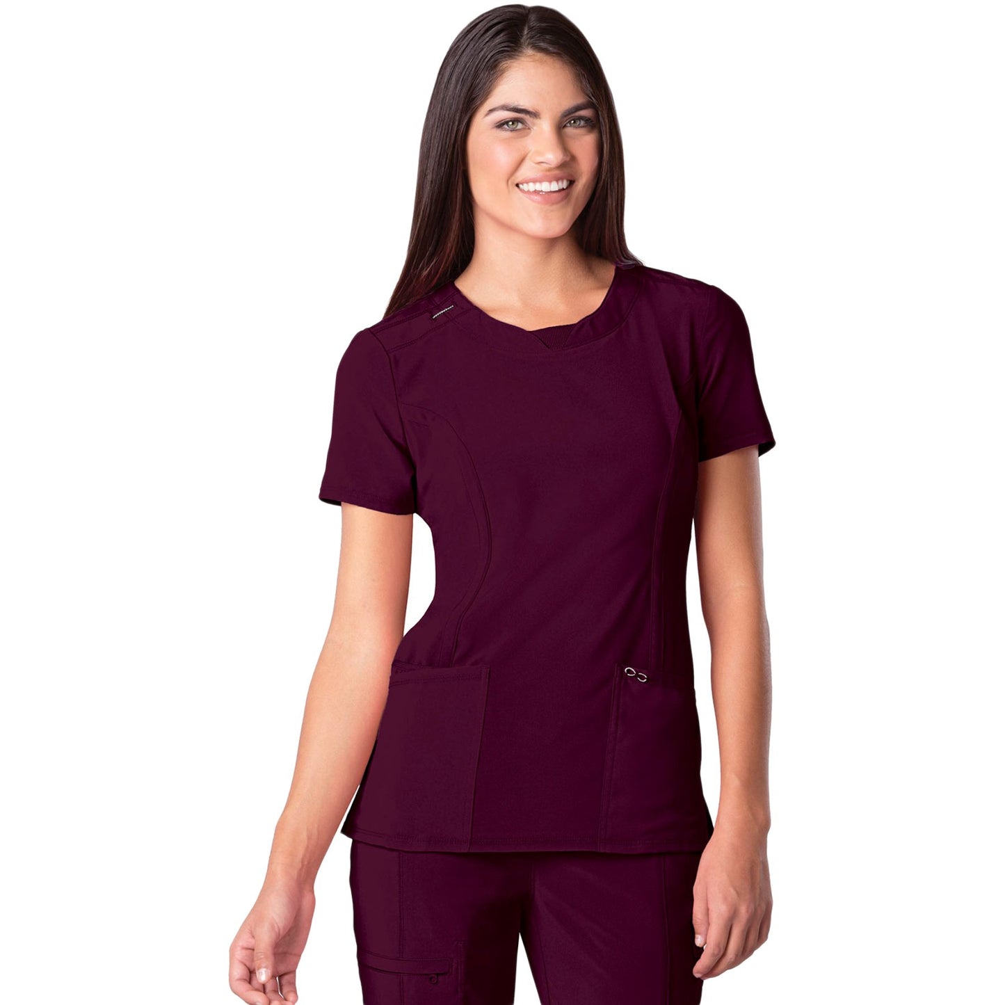 Cherokee Infinity 2624A Scrubs Top Women's Round Neck Wine