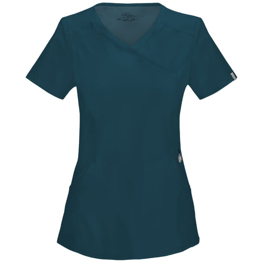 Cherokee Infinity 2625A Scrubs Top Women's Mock Wrap Caribbean Blue