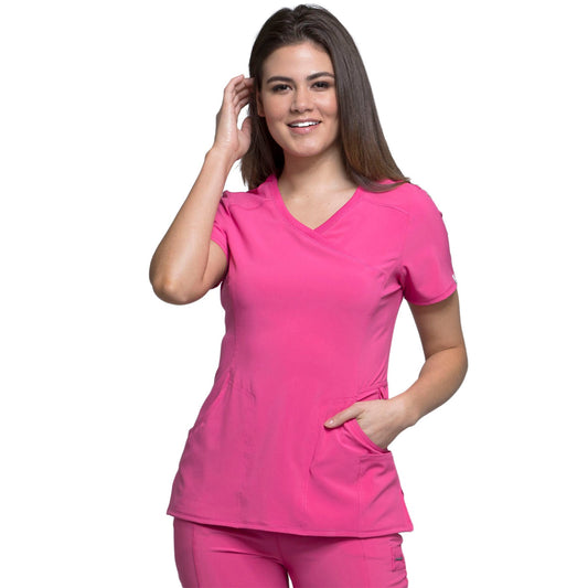 Cherokee Infinity 2625A Scrubs Top Women's Mock Wrap Carmine Pink
