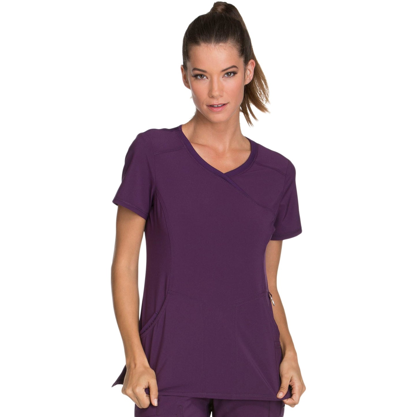 Cherokee Infinity 2625A Scrubs Top Women's Mock Wrap Eggplant