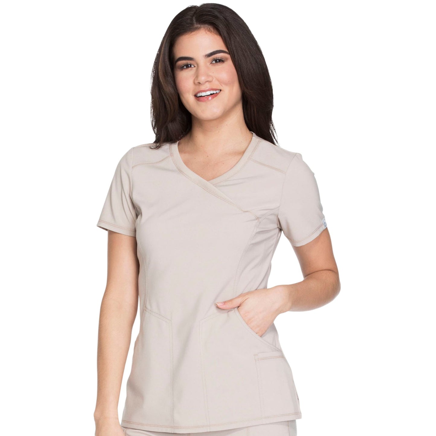 Cherokee Infinity 2625A Scrubs Top Women's Mock Wrap Khaki 3XL