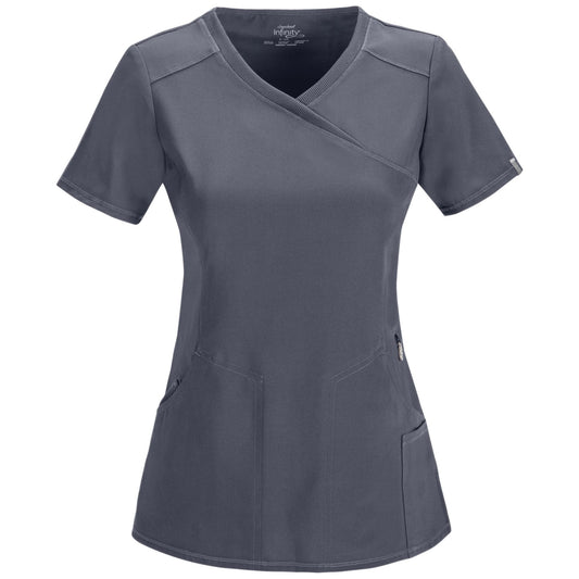 Cherokee Infinity 2625A Scrubs Top Women's Mock Wrap Pewter