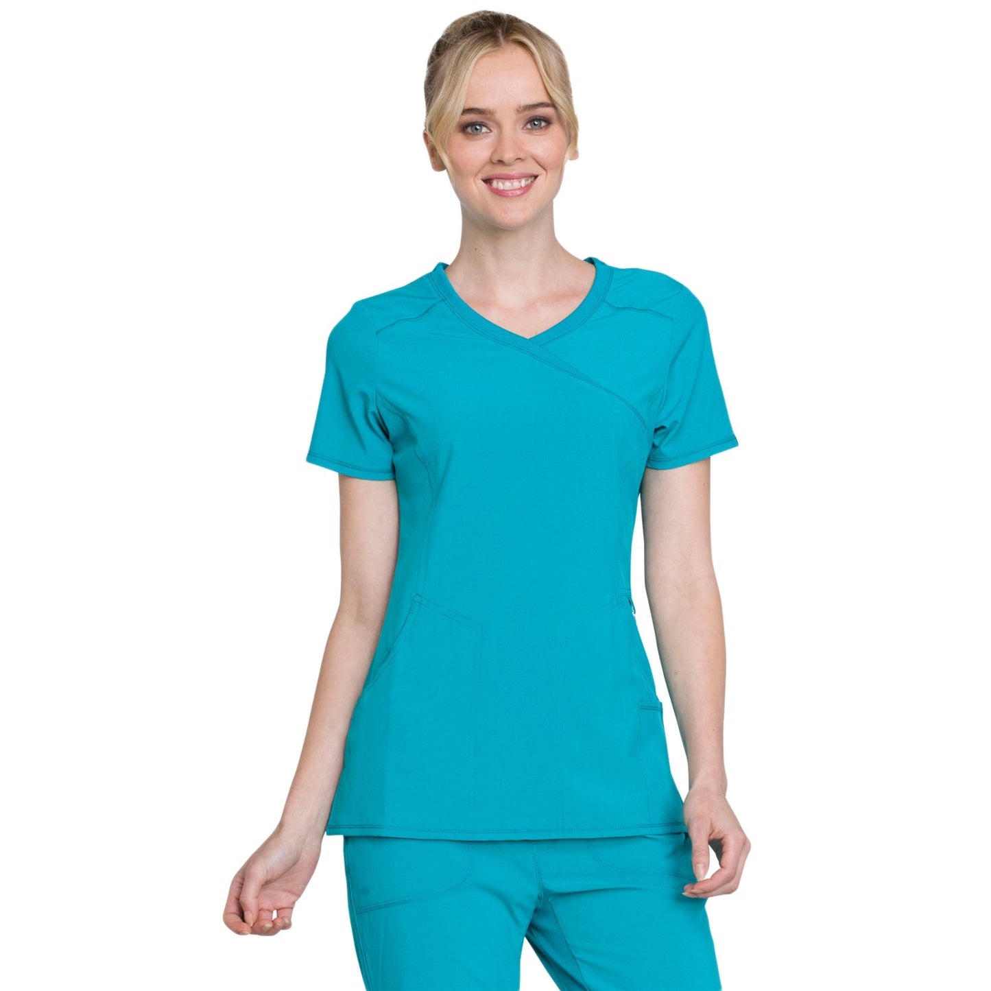 Cherokee Infinity 2625A Scrubs Top Women's Mock Wrap Teal Blue