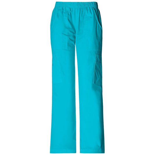 Cherokee Workwear Core Stretch 4005 Scrubs Pants Women's Mid Rise Pull-On Cargo Turquoise