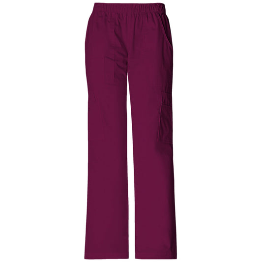 Cherokee Workwear Core Stretch 4005 Scrubs Pants Women's Mid Rise Pull-On Cargo Wine