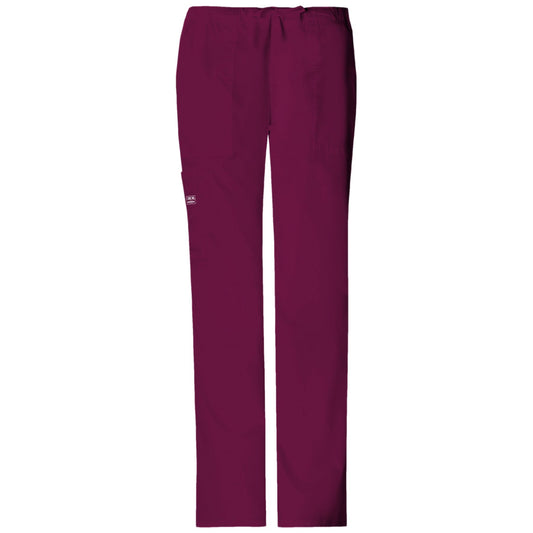Cherokee Workwear Core Stretch 4044 Scrubs Pants Women's Mid Rise Drawstring Cargo Wine