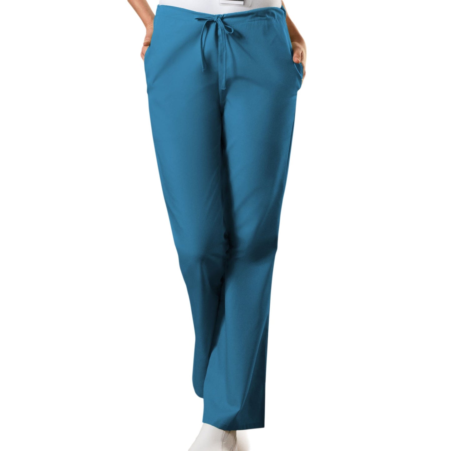 Cherokee Workwear 4101 Scrubs Pants Women's Natural Rise Flare Leg Drawstring Caribbean Blue