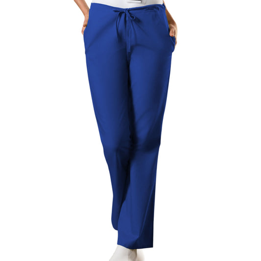 Cherokee Workwear 4101 Scrubs Pants Women's Natural Rise Flare Leg Drawstring Galaxy Blue