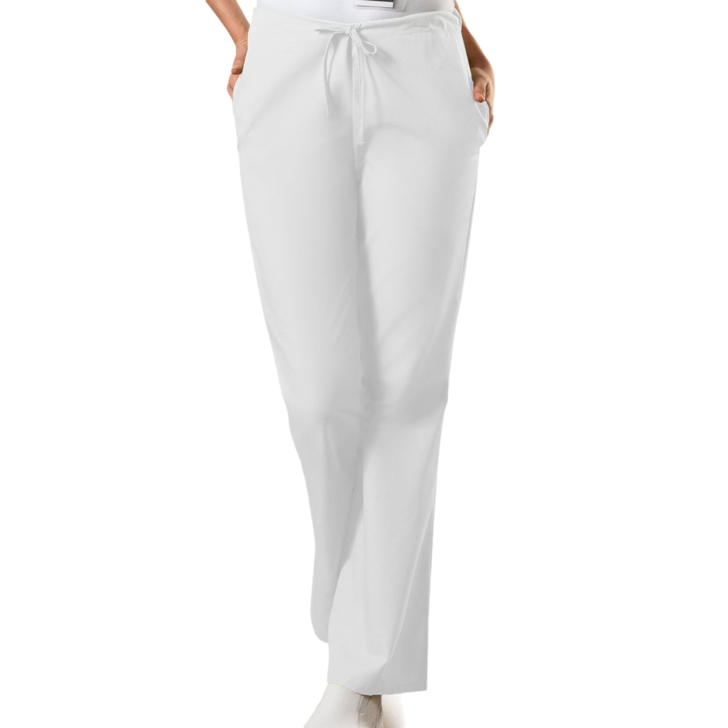 Cherokee Workwear 4101 Scrubs Pants Women's Natural Rise Flare Leg Drawstring White