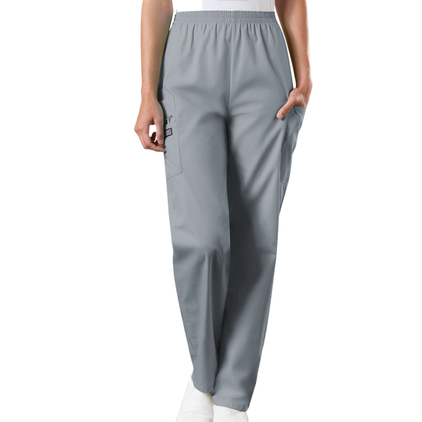 Cherokee Workwear 4200 Scrubs Pants Women's Natural Rise Tapered Pull-On Cargo Grey