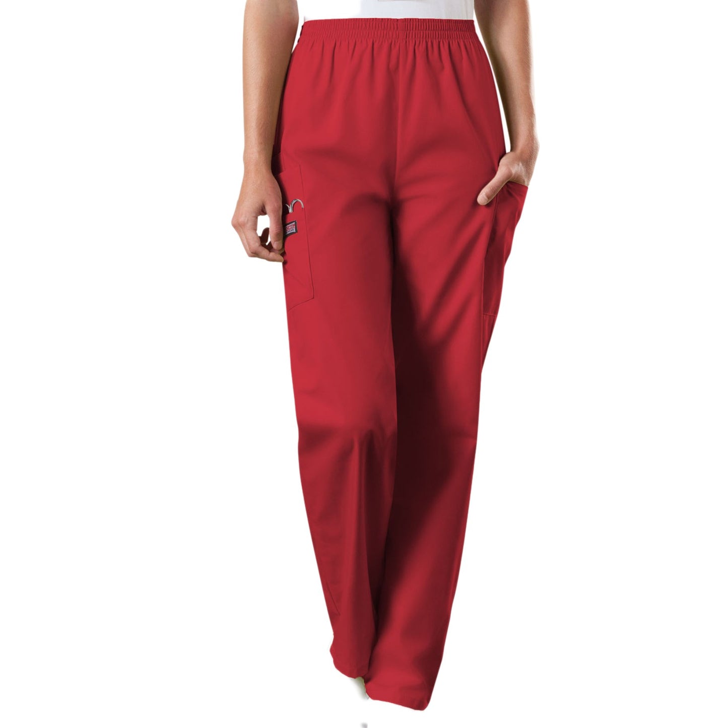 Cherokee Workwear 4200 Scrubs Pants Women's Natural Rise Tapered Pull-On Cargo Red