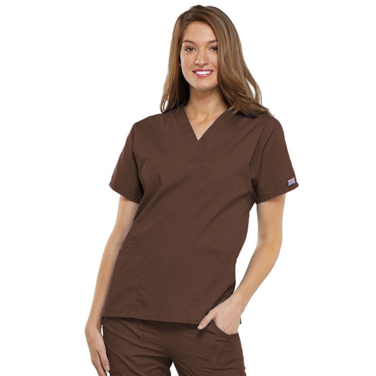 Cherokee Workwear 4700 Scrubs Top Women's V-Neck Chocolate