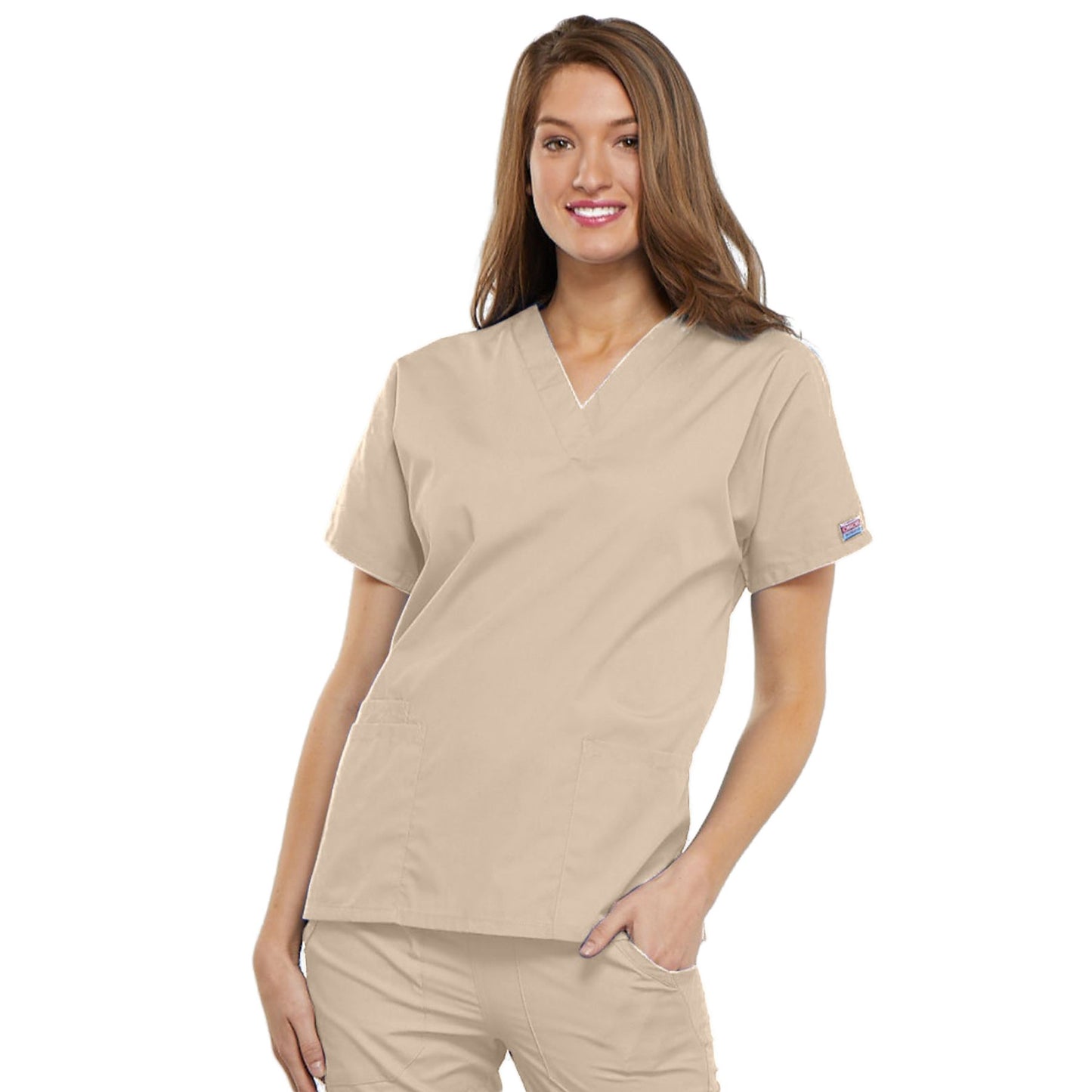Cherokee Workwear 4700 Scrubs Top Women's V-Neck Khaki