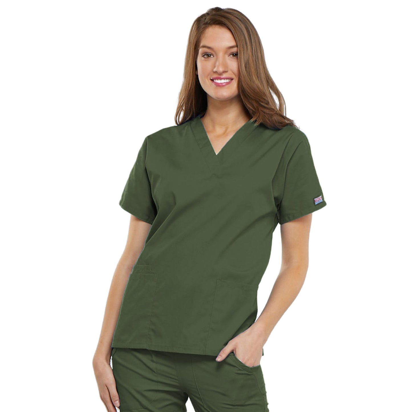 Cherokee Workwear 4700 Scrubs Top Women's V-Neck Olive