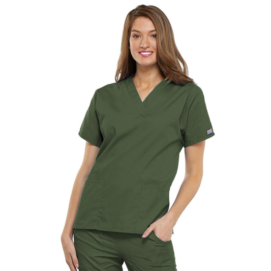 Cherokee Workwear 4700 Scrubs Top Women's V-Neck Olive