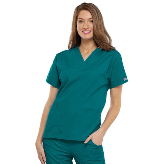 Cherokee Workwear 4700 Scrubs Top Women's V-Neck Teal Blue
