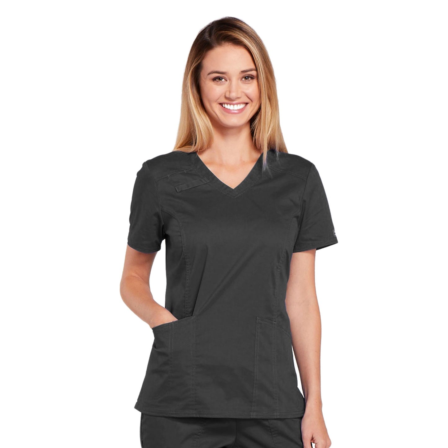 Cherokee Core Stretch 4710 Scrubs Top Women's V-Neck Pewter