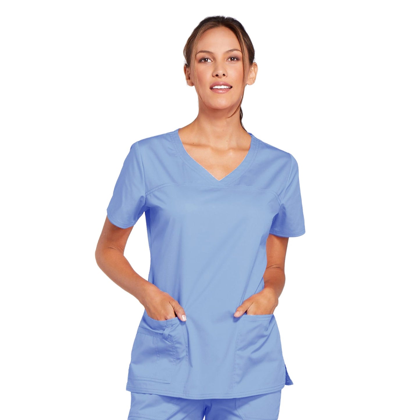 Cherokee Core Stretch 4727 Scrubs Top Women's V-Neck Ciel Blue