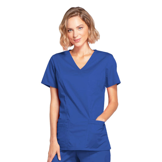 Cherokee Core Stretch 4728 Scrubs Top Women's Mock Wrap Galaxy Blue
