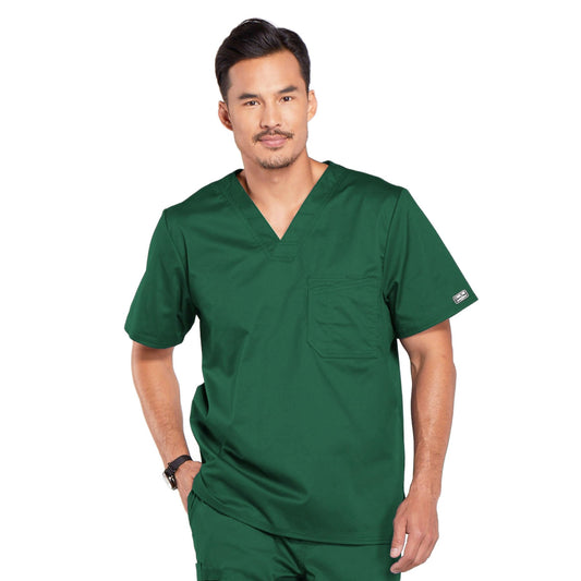 Cherokee Core Stretch 4743 Scrubs Top Men's V-Neck Hunter Green